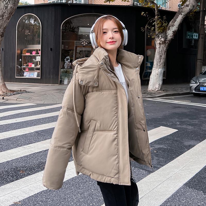 New Cotton-padded Jacket Women's Short Loose Winter Hooded Bread Padded Warm Cotton-padded Jacket Coat.