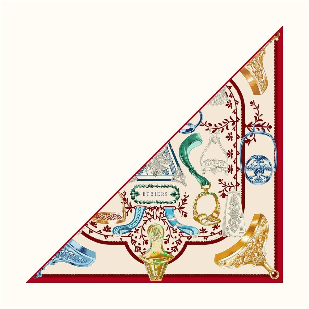 Women Decorative Triangle Twill Scarf Shawl Hijabs Luxury Printing Bandana Foulard Neckerchief Wrap Sunscreen Stole Headscarf