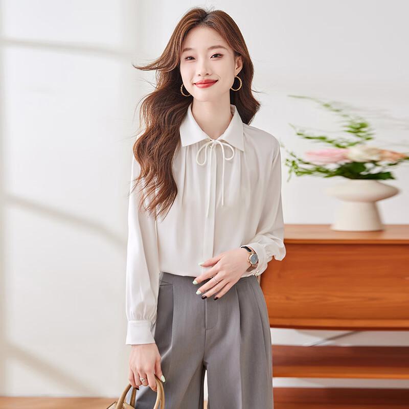 Women s Elegant Long-Sleeve Chiffon Shirt 2XL