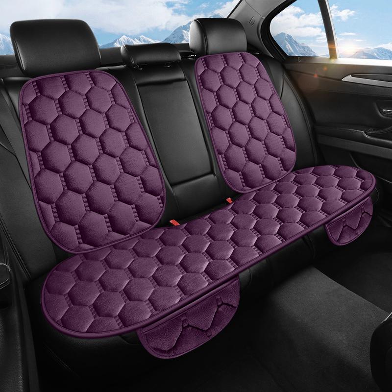 Car Seat Cushion Winter Short Plush Three Piece Set Without Backrest Anti Slip Winter Rear Universal Car Seat Cushion Warm