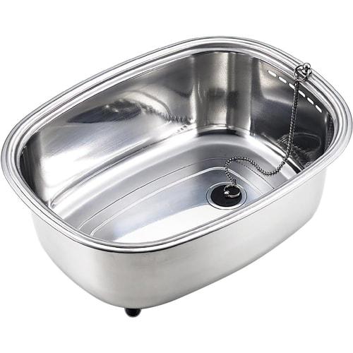 Ernest [Made In Japan] Stainless Steel Washtub with Legs and Inner Stopper, A-75435, Approx. 29 X 38 X 15.5 Cm