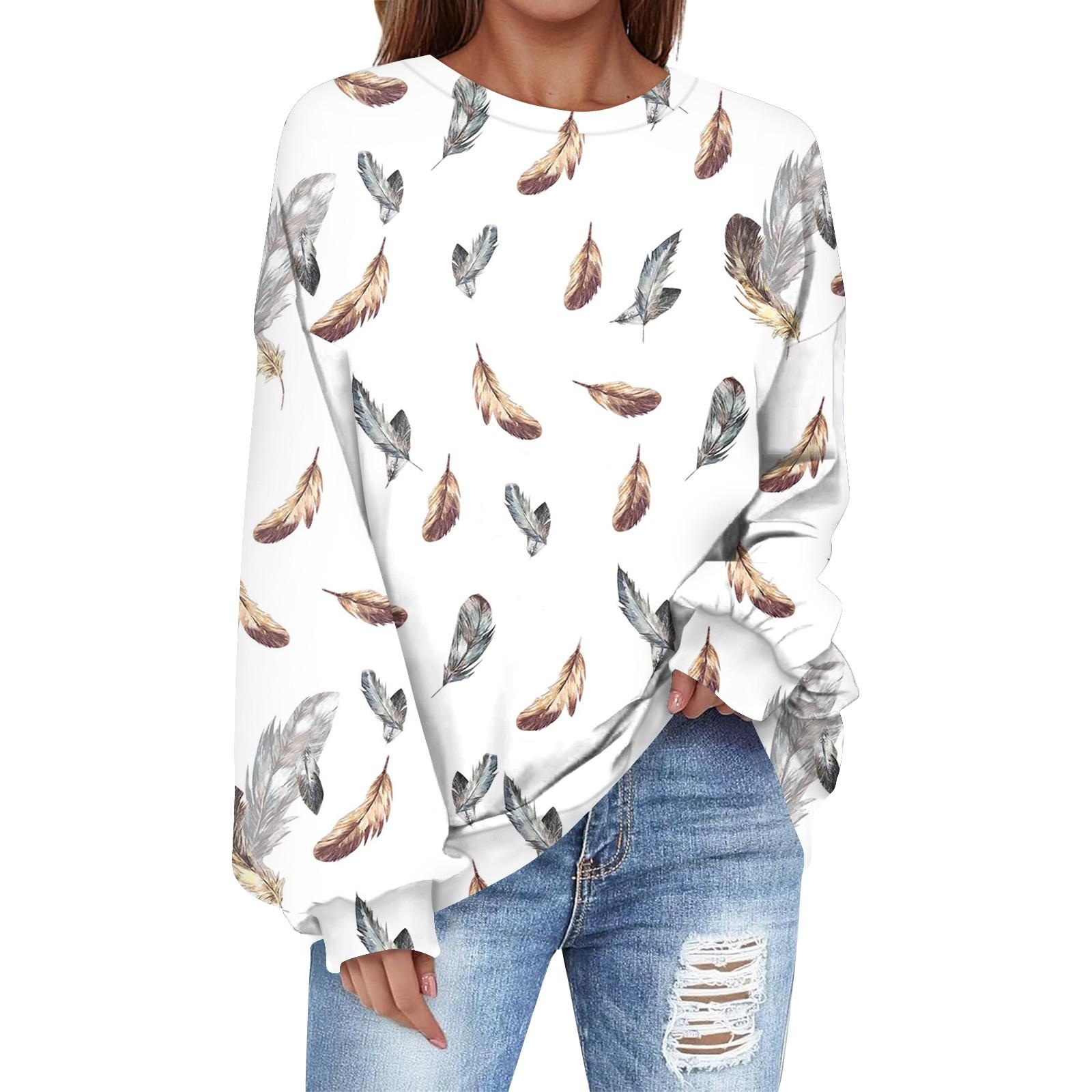 

Толстовка большого размера для женщин с круглым вырезом и принтом, с длинным рукавом, толстовка XXL белый