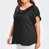 Bluzka damska plus size z dekoltem w serek, rozkloszowanymi rękawami, casualowy top, sukienki damskie plus size, odzież damska plus size, duży rozmiar 4XL 5XL