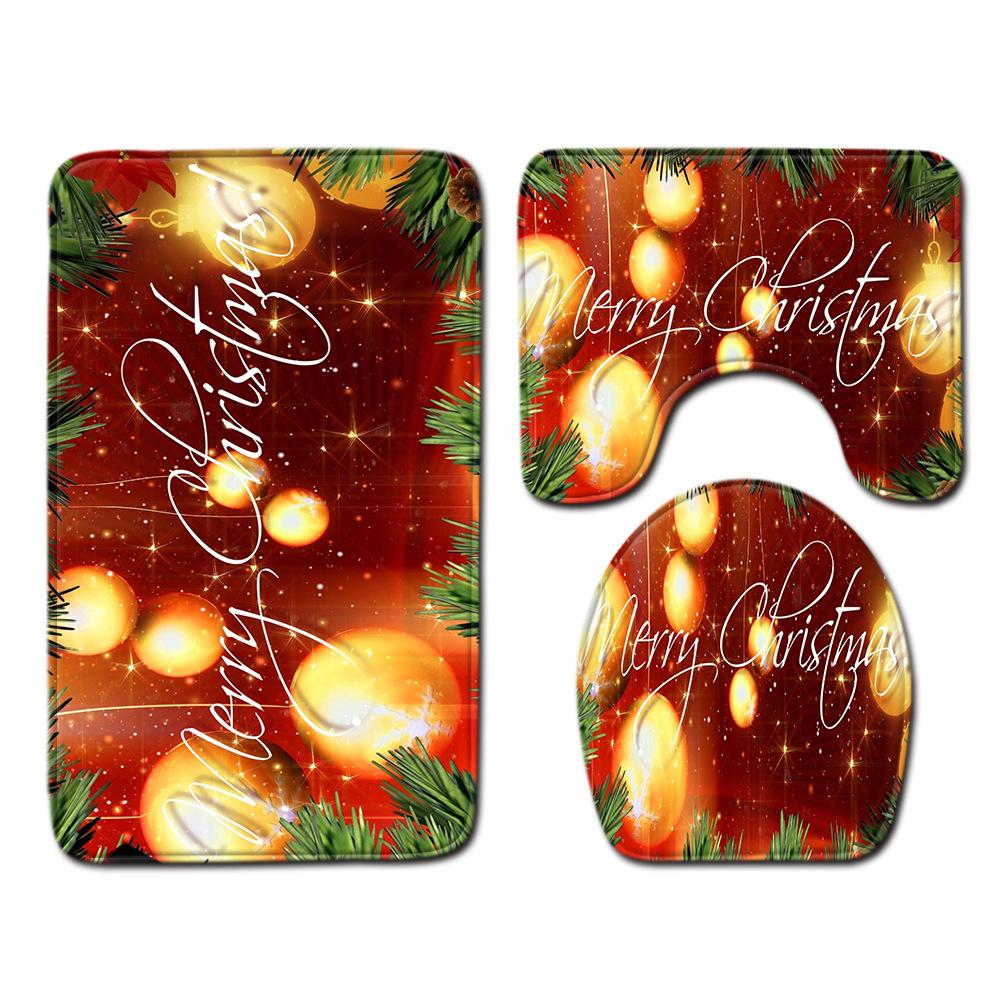 Christmas Bathroom Floor Mat Toilet Three-Piece Set