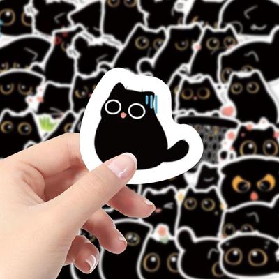 110 Stück Pechschwarzes Kätzchen Niedliche Katze Aufkleber Kreative Cartoon Journal DIY Handyhülle Aufkleber