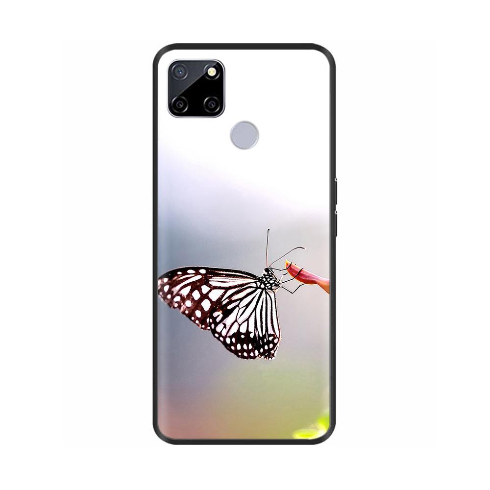 For Realme C25 Case C25s Soft Cute Cover for OPPO Realme C25Y C21Y Silicone Black TPU Phone Case For OPPO Realme C21 Flower Capa