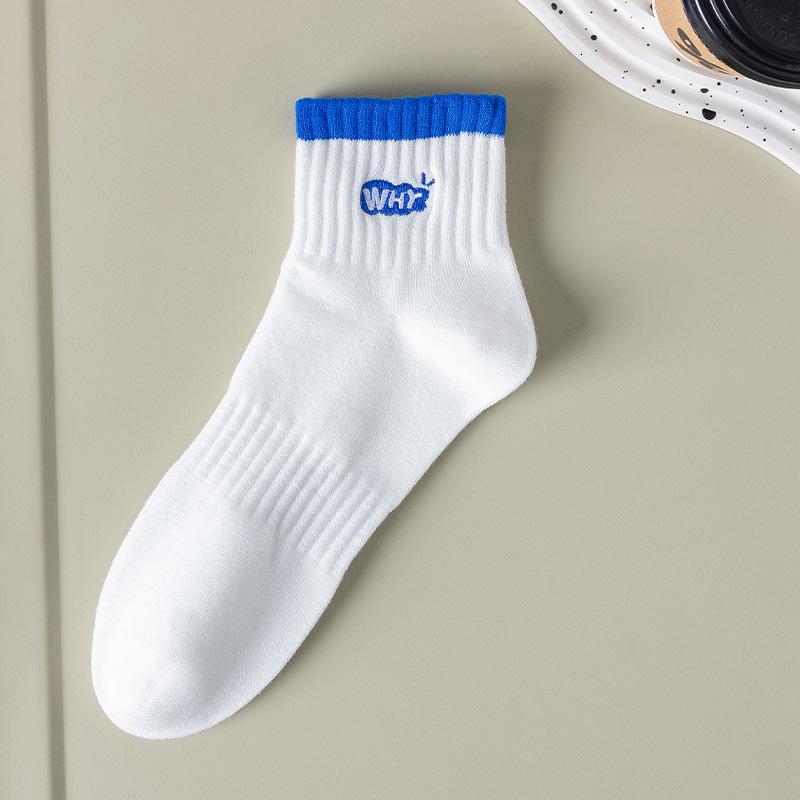 

Men s Summer Thin Cotton Solid Color Deodorant Wicker Boneless Letter Embroidered Sport Socks 1 pair чистий білий колір