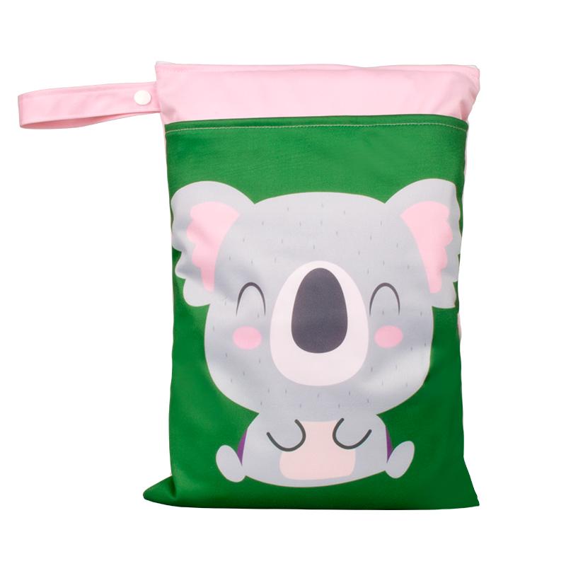 Special Offer Promotion Series 25*35cm Carton Wet Bags Polyester Waterproof Swimsuit Bag Double Pocket Baby Diaper Dry Wet Bag