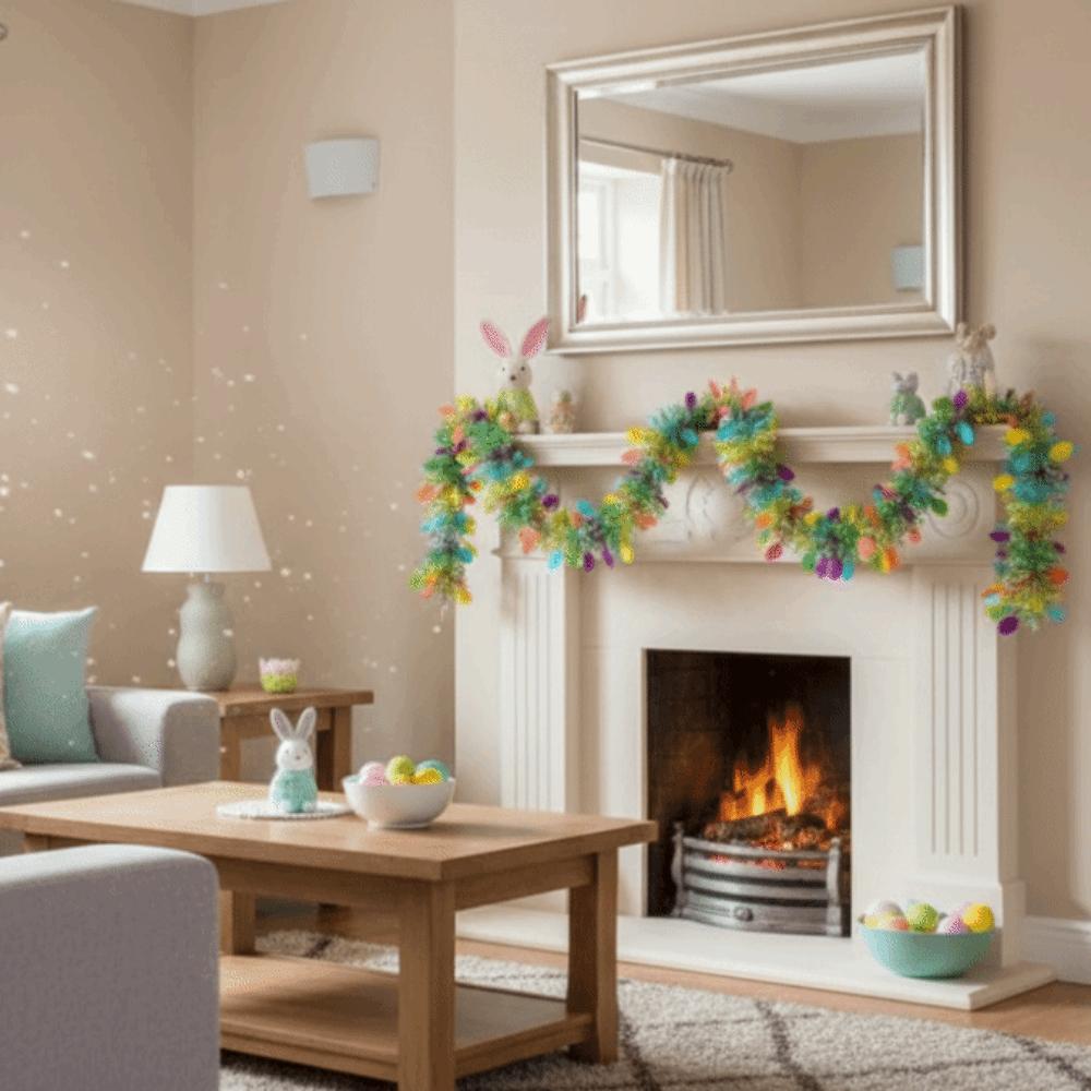 Glitter Spring Easter Garlands Stripe Colorful Eggs DIY Wreath Decoration  Easter Party