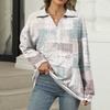 Women's Summer Fashion Casual  Printed V-Neck Long Sleeve Shirt Top