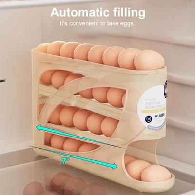 Yousheng Multi-layer Fridge Egg Storage Rack Large Capacity Automatic Rolling Space-Saving Refrigerator Egg Tray Organizer