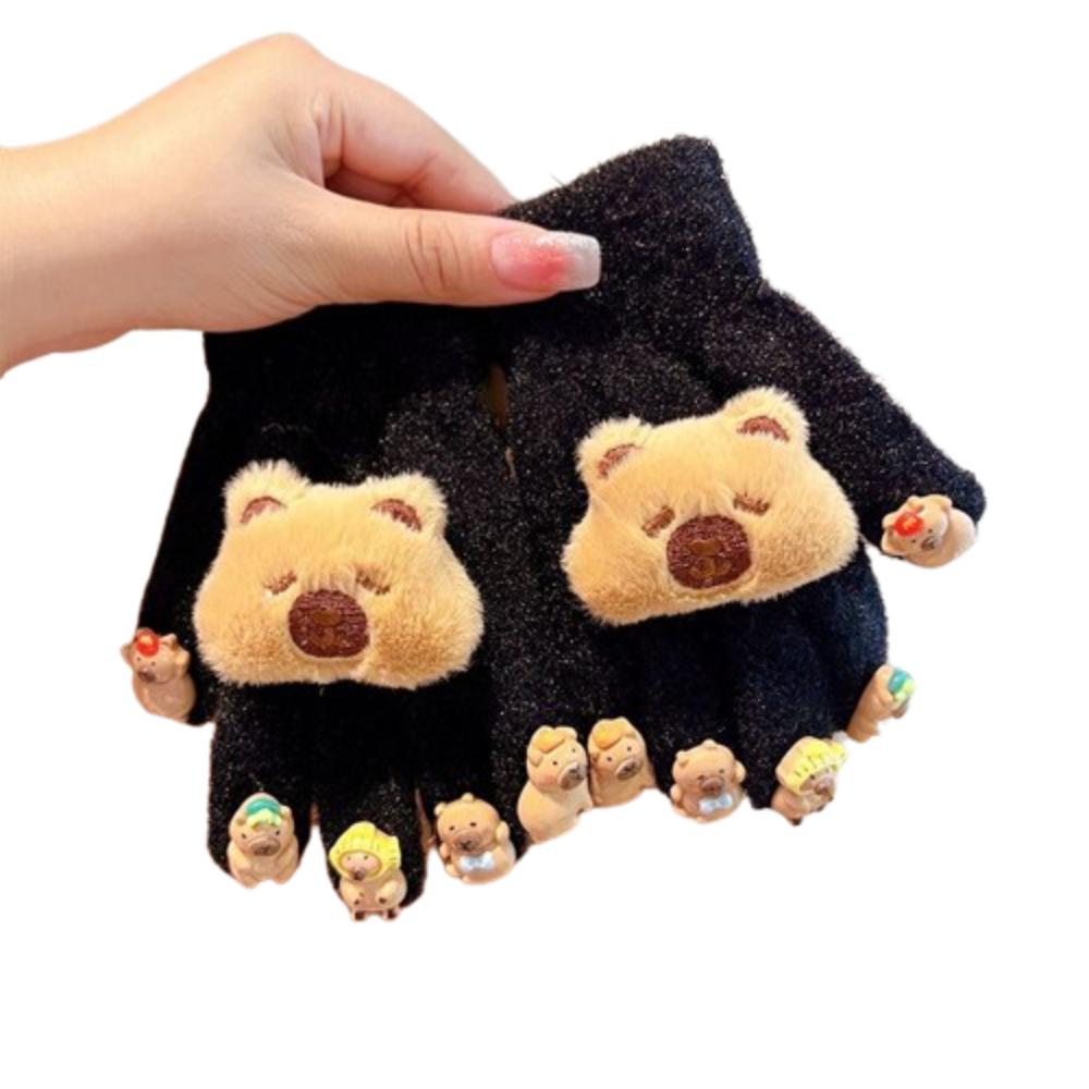 Keep Warm Cartoon Capybara Gloves Cute Winter Children Gloves Kawaii Kids Warm Mittens  Outdoor