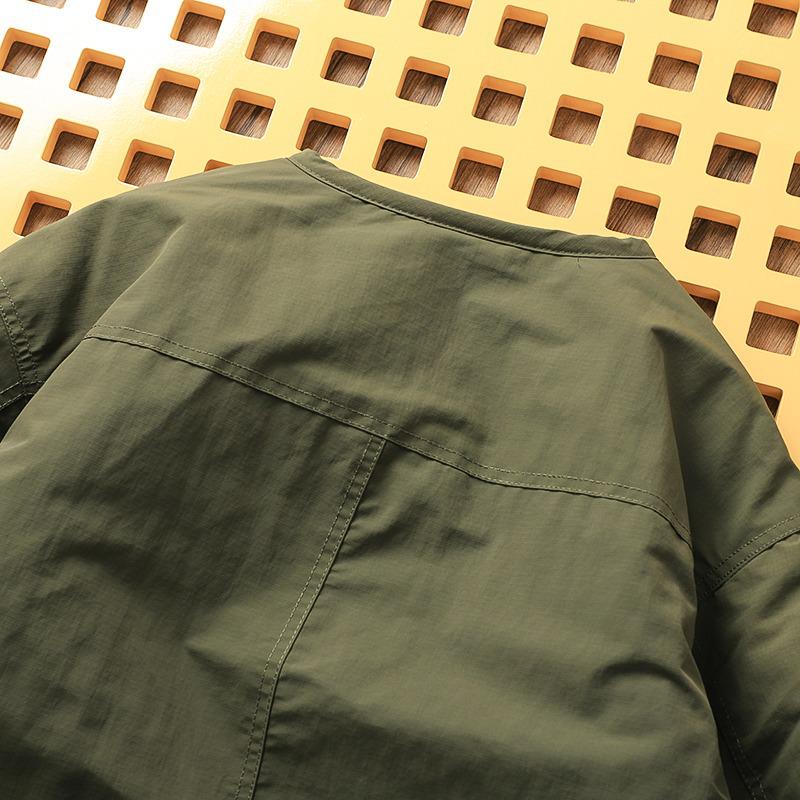 Men's Retro Quilted Cotton Jacket - Warm, Trendy, Loose Fit, Casual V-Neck for Autumn/Winter