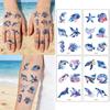 Tattoo Fake Tatoo 10Pcs Ocean Custom Body Art Arm Sea Turtle Whale Jellyfish Temporary Tattoos Sticker Blue Shark  Jewelry