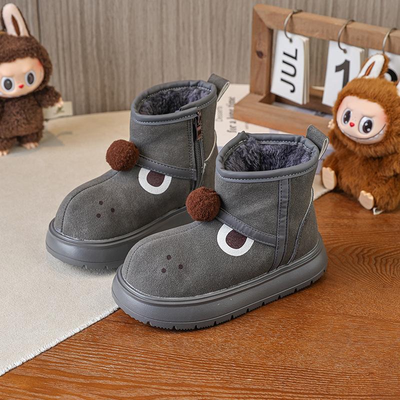 

Children s Snow Boots Winter Comfortable Warm Plush Outdoor Kids Cotton Shoes Girl Boy Cartoon Cute Ankle Boots 26 серый