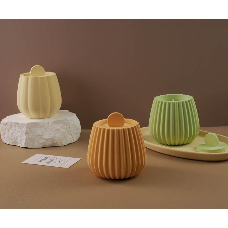 Striped Jar Candle Holder Resin Molds Tray Silicone Molds Resin Epoxy Ornaments Casting Mold for DIY Candlestick Jewelry