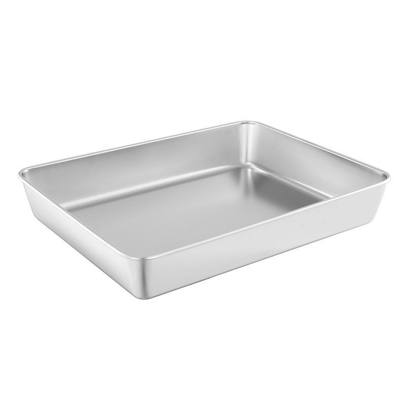 Stainless Steel Non-Magnetic Towel Tray with Lid - Flat Bottom Square Pan for Tiramisu & Ejiao