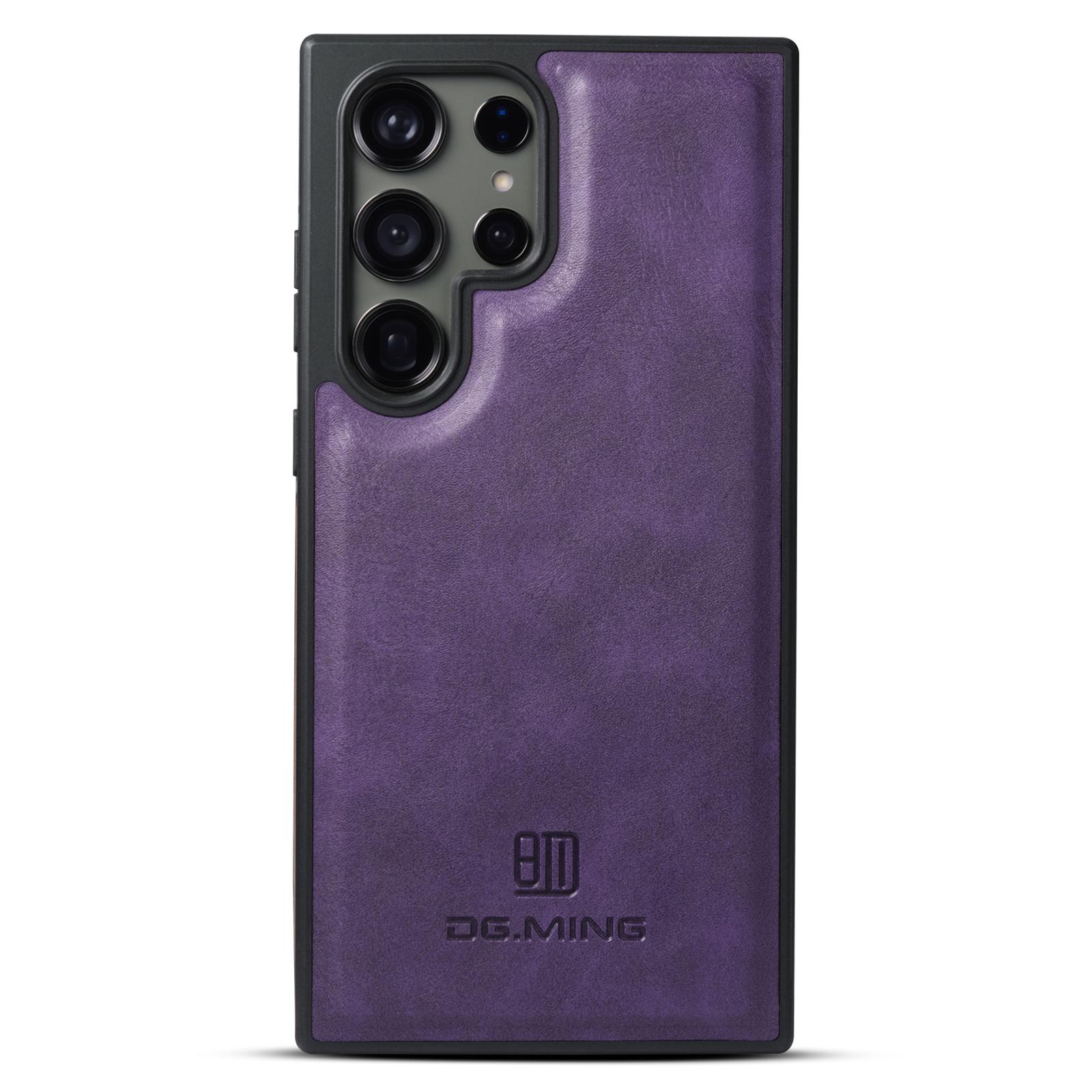 

DG.MING For Samsung Galaxy S24 Ultra Phone Case Anti-Scratch Side Edge Leather Coating Back Shell Purple