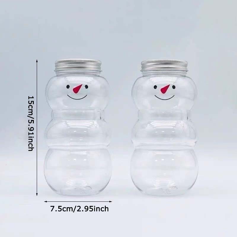 WTEMPO Snowman Mini Gift Jars with Lids Transparent Portable Christmas Party and Event Small Gifts Containers Creative DIY Plastic Empty Bottles