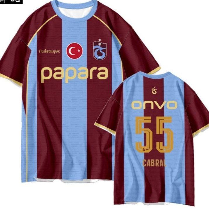 26-27 Türkische Superliga Trabzon Team Uniform Salah Fußballkleidung 3D Schnelltrocknend Kurzarm Heim-T-Shirts M