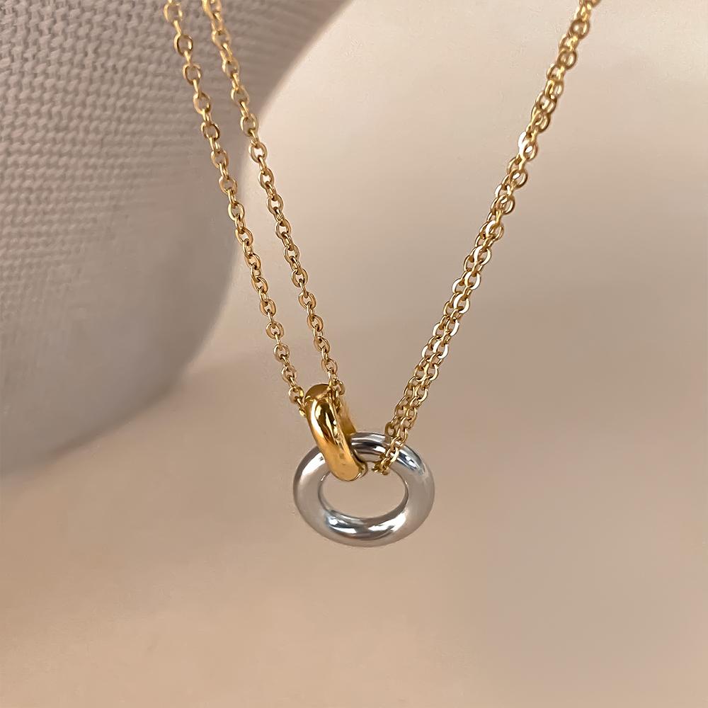 eManco Stainless Steel two-color pendant Necklaces For Women Chokers Trend Fashion Festival Party Gift Jewelry