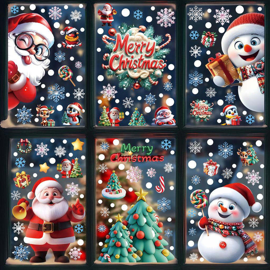 Christmas Window Stickers Set, Static Cling Glass Décor for Home