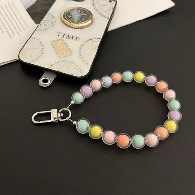 Acrylperlen Schlüsselanhänger Handyanhänger Damen Mädchen Handykette Handyband Anti-Verlust Lanyard Hängeschnur