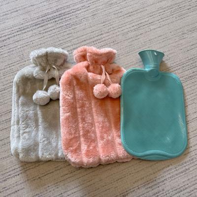 2000ML Rubber Hot Water Bottle with Soft Plush Cover Leak-Proof Back Neck Shoulder Menstrual Cramp Pain Relief Hot Cold Compress Warmer Bag