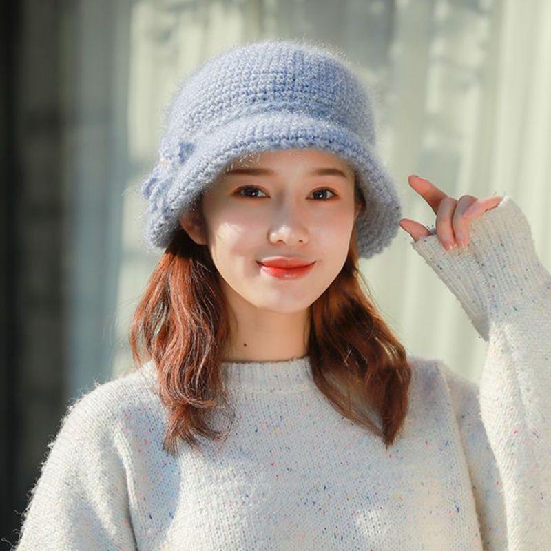 Knitted Hat for Women In Autumn and Winter Fashionable and Versatile Thick and Plush Knitted Hat Warm Fisherman Hat