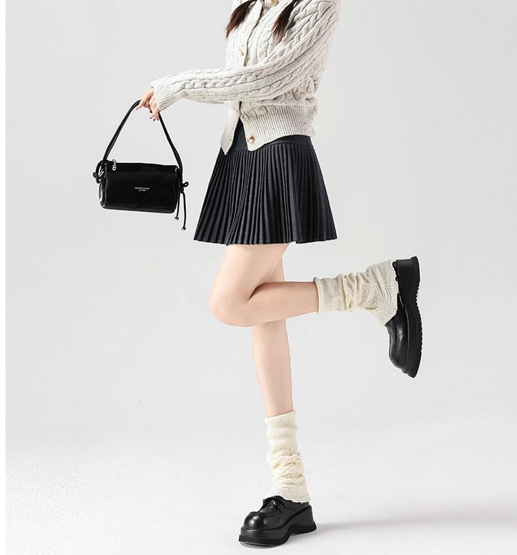 Gray Wool A-line Pleated Skirt - Women's Petite High Waist, Slimming, Short, Autumn/Winter 2025.