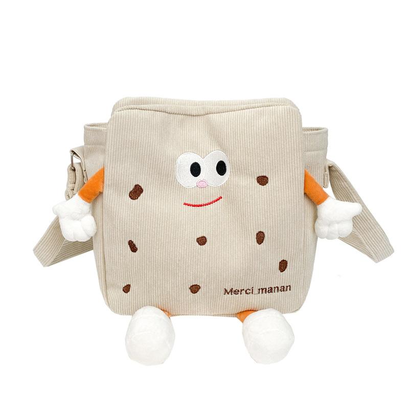 

Cute smiley face biscuit bag ins wind large capacity girl student daily versatile storage bag soft girl oblique span bag белый