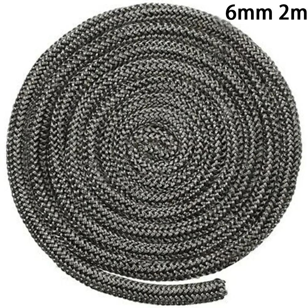 Black Stove Fire Rope Fireplace Sealing Rope Gasket Cord 6/8mm 2M Fiberglass Stove Door Fireplace Cord Replacement