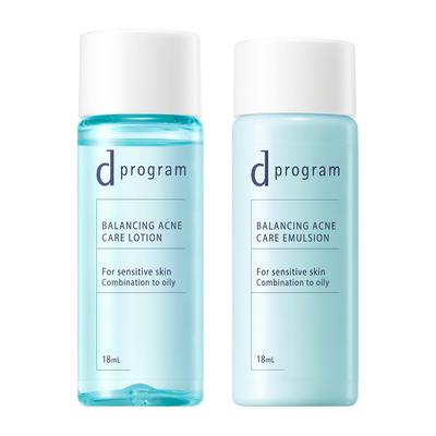 D Program Balance Acne Care Set EX 18mL 18mL Size Milk Lotion Texture Delicate Moisturizing Prevents Skin Irritation Focuses On Promoting Skin