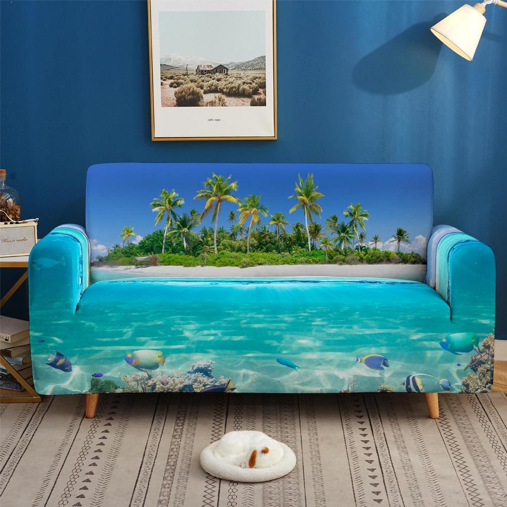 Elastic All-Inclusive Sofa Cover Marine Animal Multi-Person Combination Sofa Cover Lazy Sofa Cover
