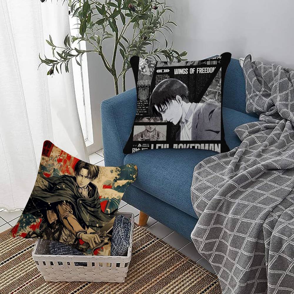 Anime Attack On Titan Levi Ackerman Pillow Cushion Cover Pillowcase Living Room Sofa Home Decor
