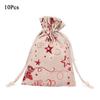10Pcs Linen Christmas Candy Cotton Bag Hot Gold Santa Claus Christmas Bronzing Gift Bag Printing Drawstring Christmas Gift Bag