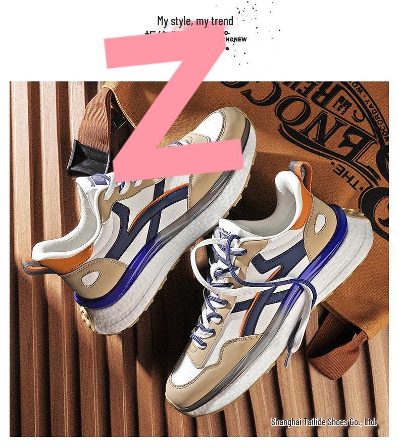 Genuine Leather Men's & Women's Trendy Sneakers - Size 45, Versatile for Autumn & Winter