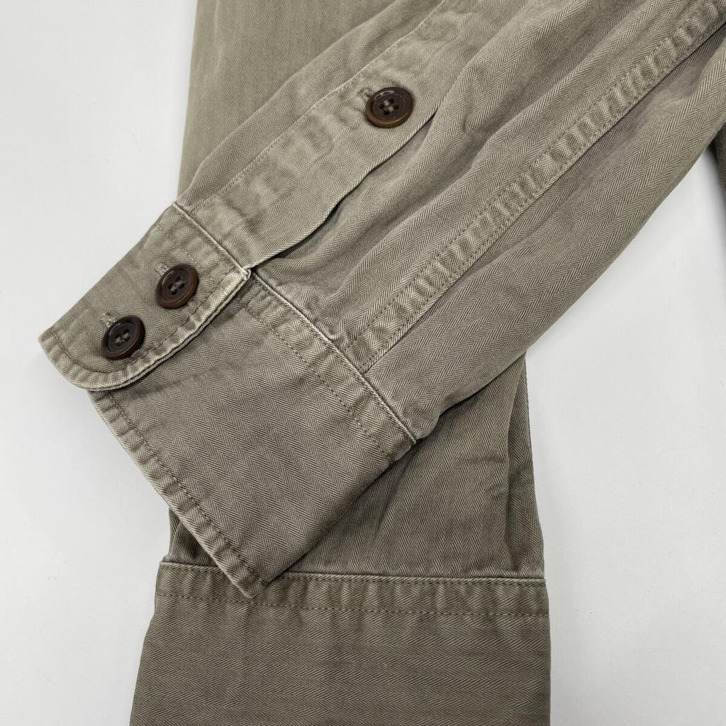 RRL Khaki cotton military long-sleeved shirt tops M khakiUsed