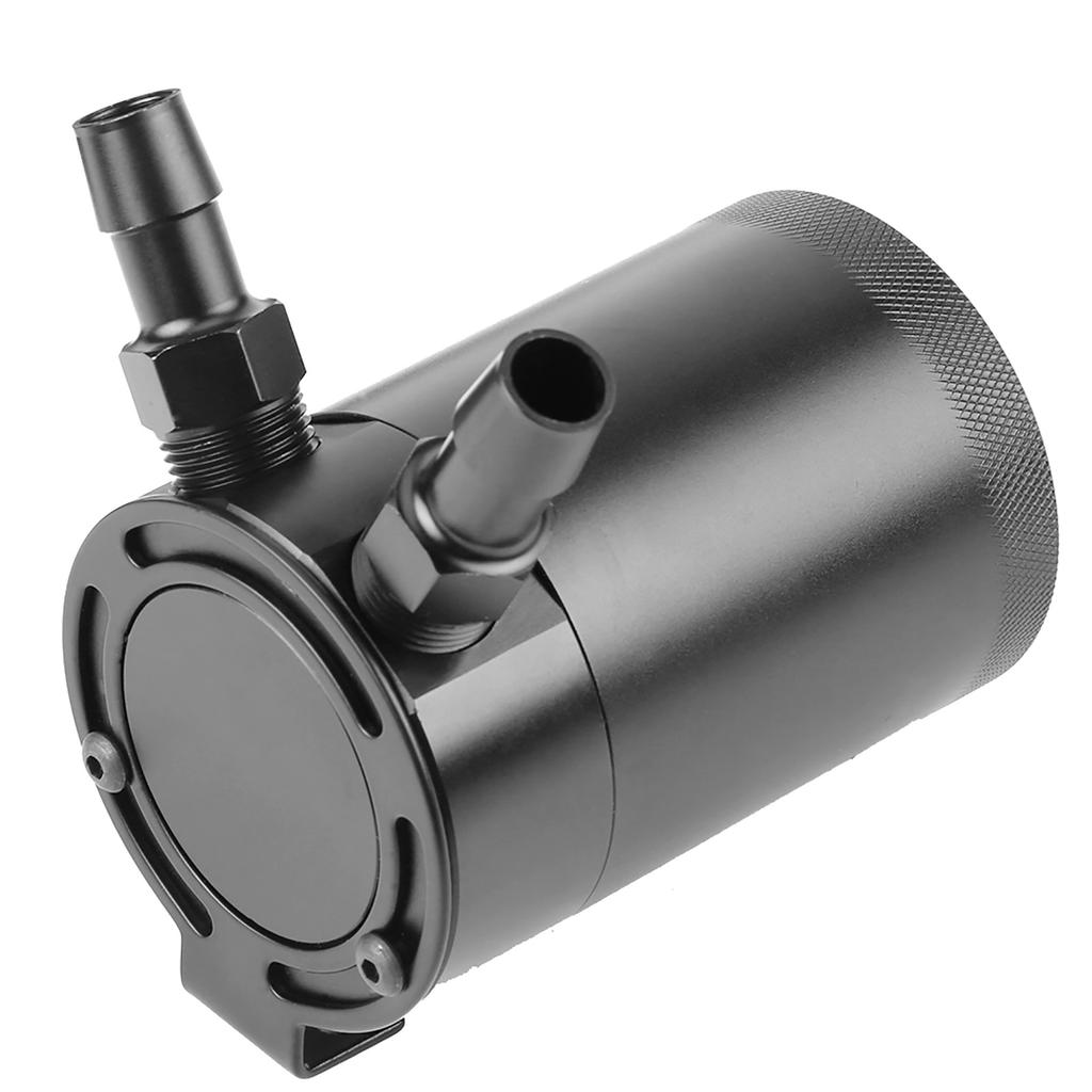 Baffled Oil Catch Can Compatto in Lega di Alluminio Universale a 2 Porte Nero
