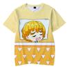 Anime Demon Slayer Agatsuma Zenitsu 3D Print T‑Shirt, Cute Sleeping Chibi Character Graphic Short Sleeve Casual Daily Anime Tees