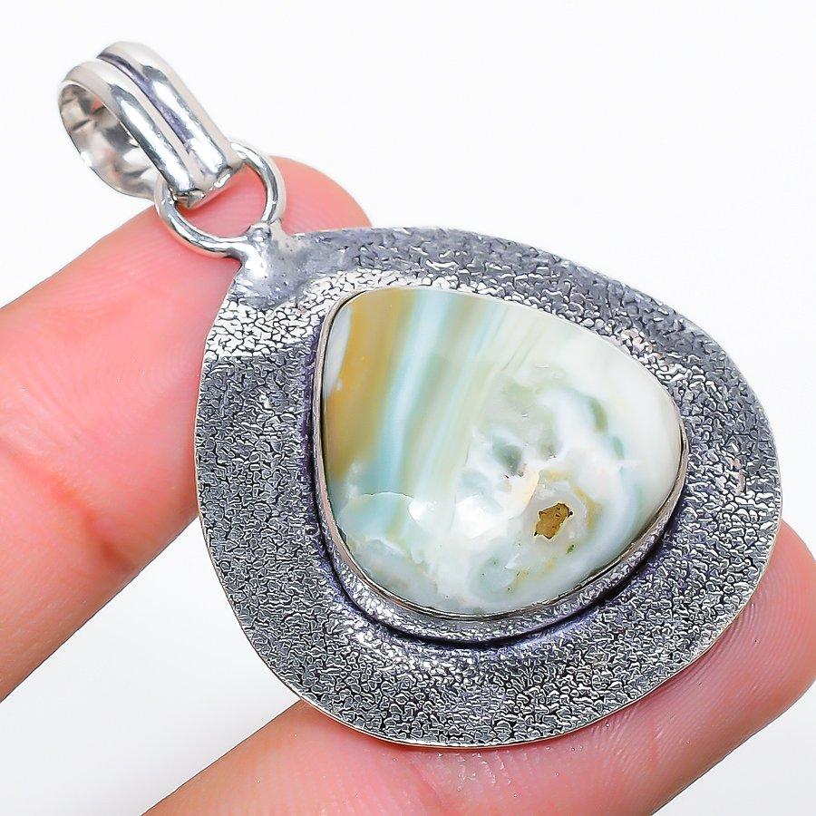 Imperial Jasper Gemstone Handmade 925 Sterling Silver Jewelry Pendant 2.01"