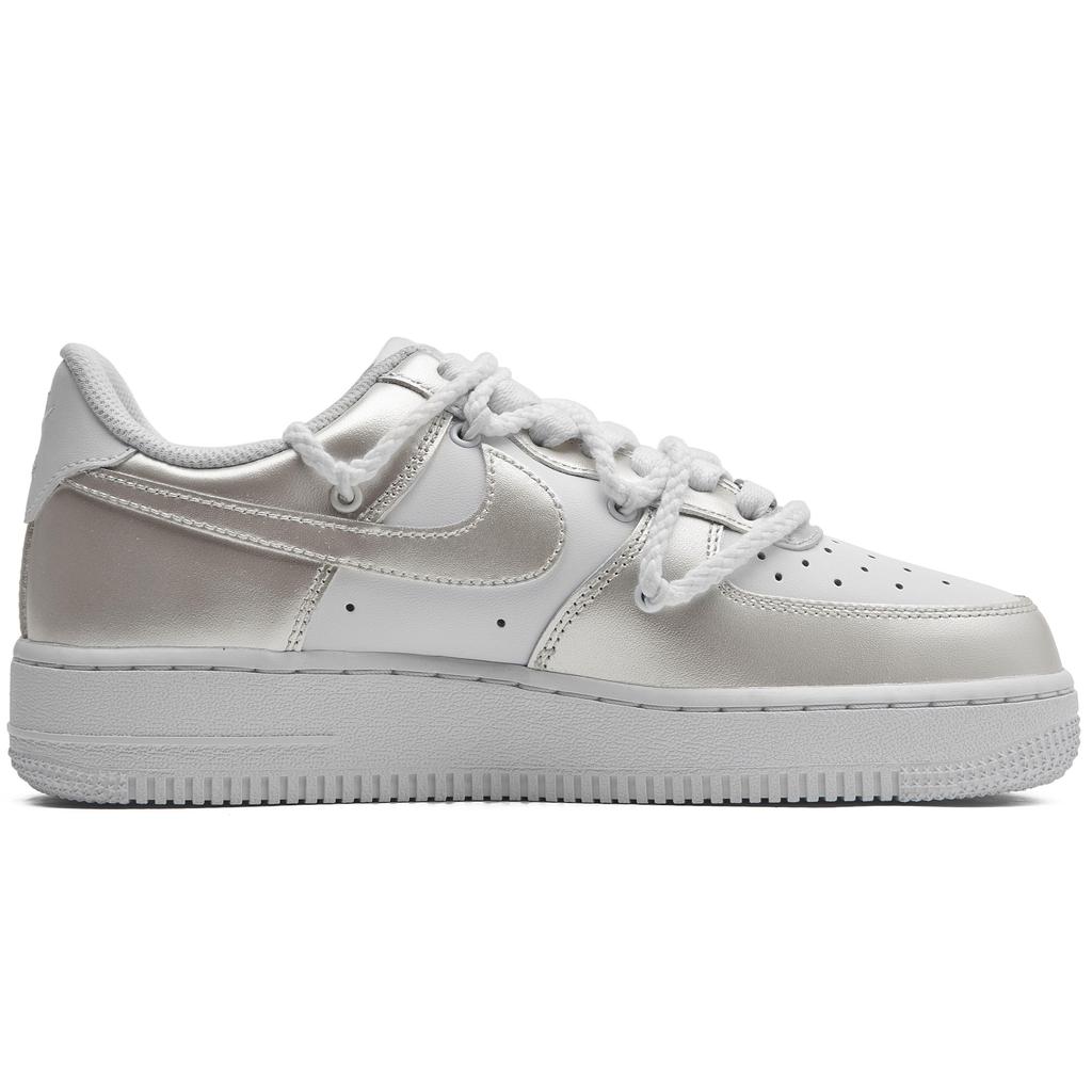Nike Air Force 1 Wear resistant And Lightweight Low top Skateboard Shoes Unisex White Silver CW2288-111(Team55-)