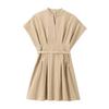 2024 Spring/Summer Khaki Pleated Short Dress for Women 8289