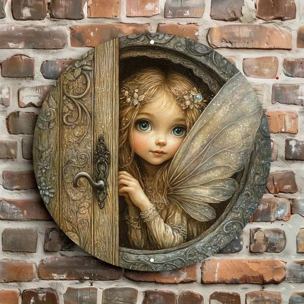 Metal Fairy Door Wall Art, Vibrant Eyes & Wings, Home Garden Party Decor