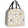 Coffee Welsh Corgi Dog Resuable Lunch Boxes Women Waterproof Cooler Thermal Food Insulated Lunch Bag Kids School Children