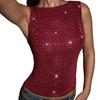 European and American style sexy hot diamond vest personalized street versatile slim fit outer top women