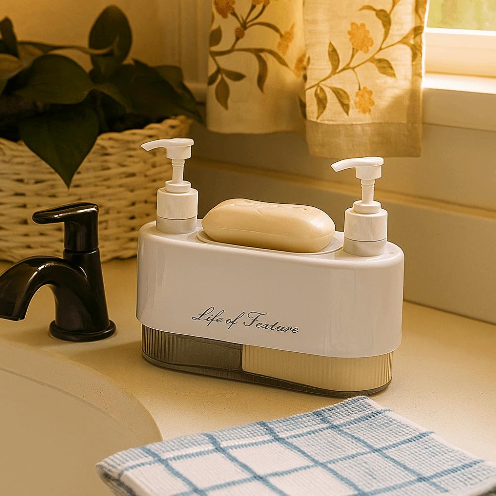 Plastic Shampoo Bottle Double Pump Head Press Soap Dispenser Shower Gel Dispenser Kitchen