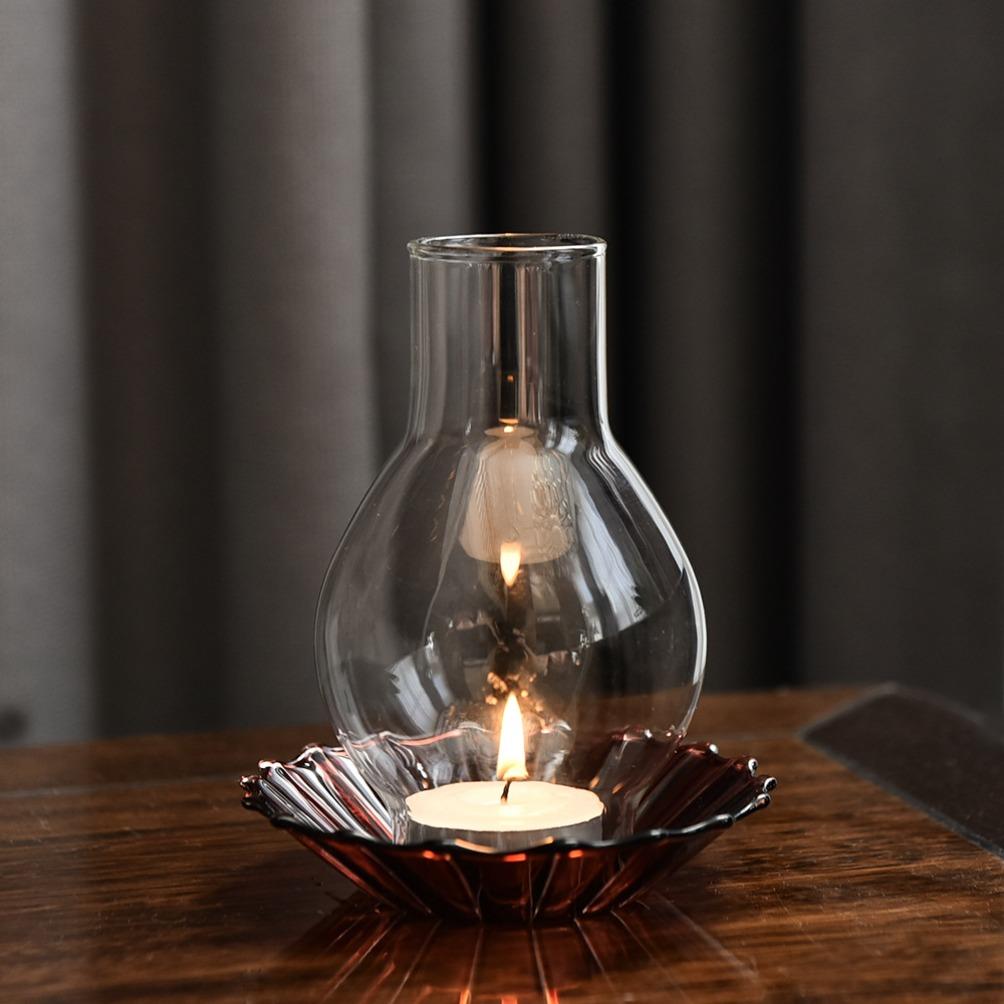 Zen Inspired Glass Candle Holder Retro Windproof Candlestick for Candles Home Desktop Ornament Minimalist Candlestick Room Decor