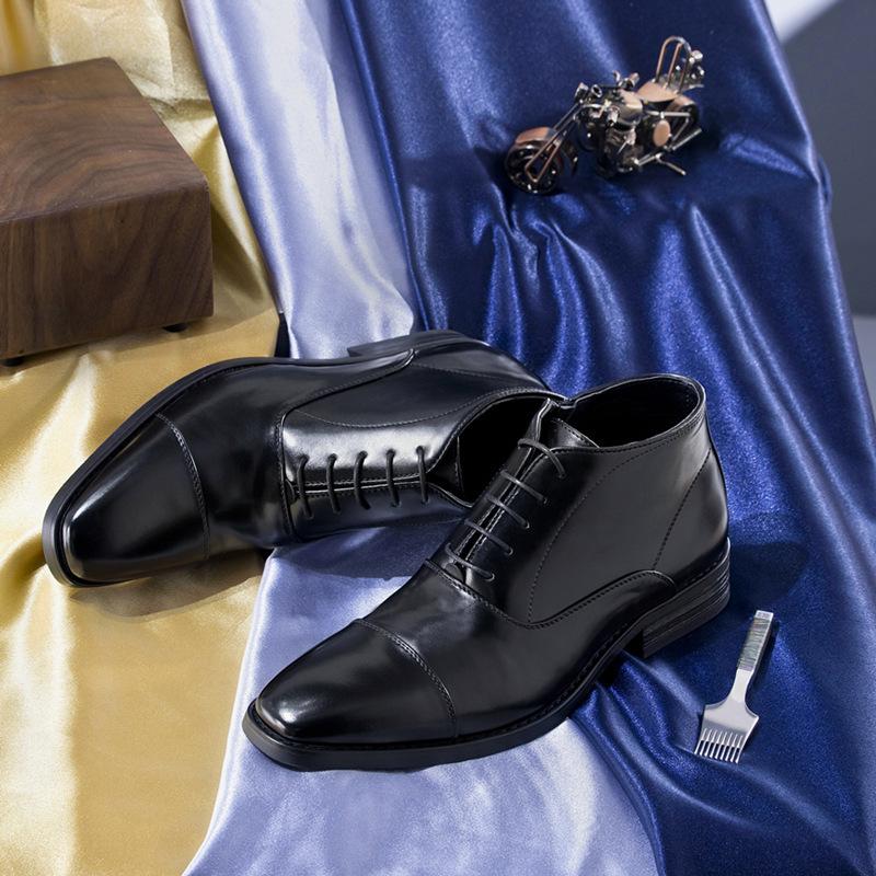 Large size new autumn and winter Martin boots low tube dress leather boots men's Chelsea fashion shoes side pull