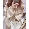 Ethereal Pink V-Neck Cashmere Sweater for Women - Thick, Loose, Lazy Style, Perfect for Winter, Sweet & Gentle Japanese Aesthetic